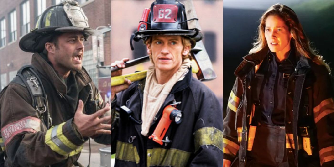 A split image of Chicago Fire, Rescue Me, and Station 19