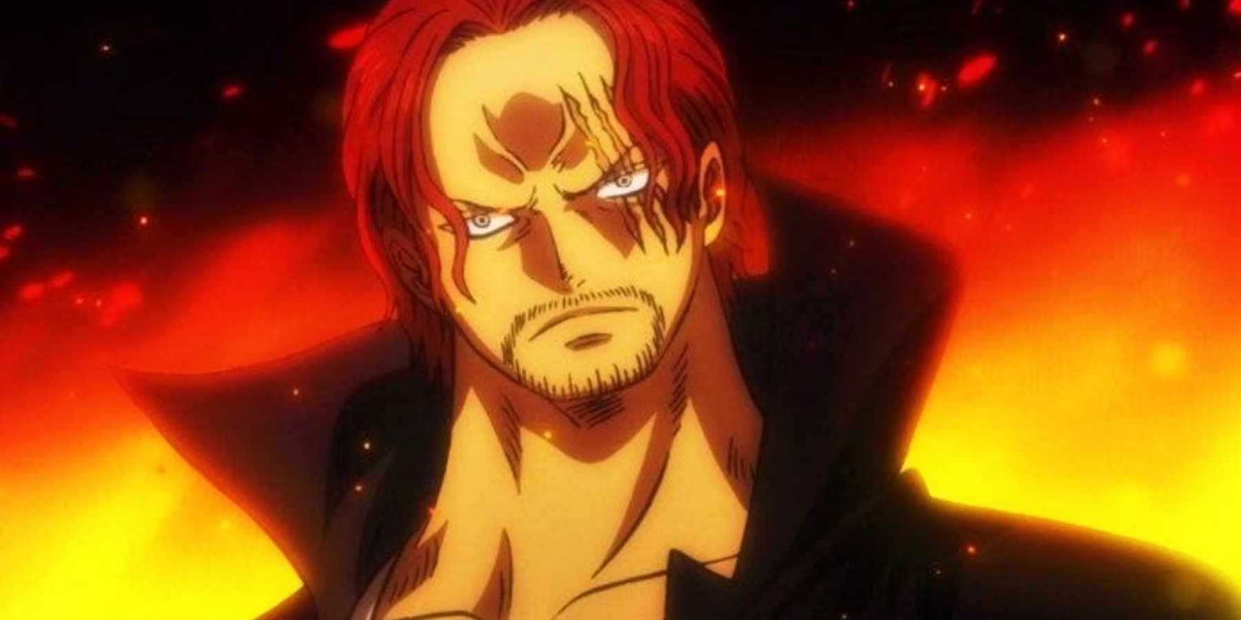 Shanks in One Piece, surrounded by flames