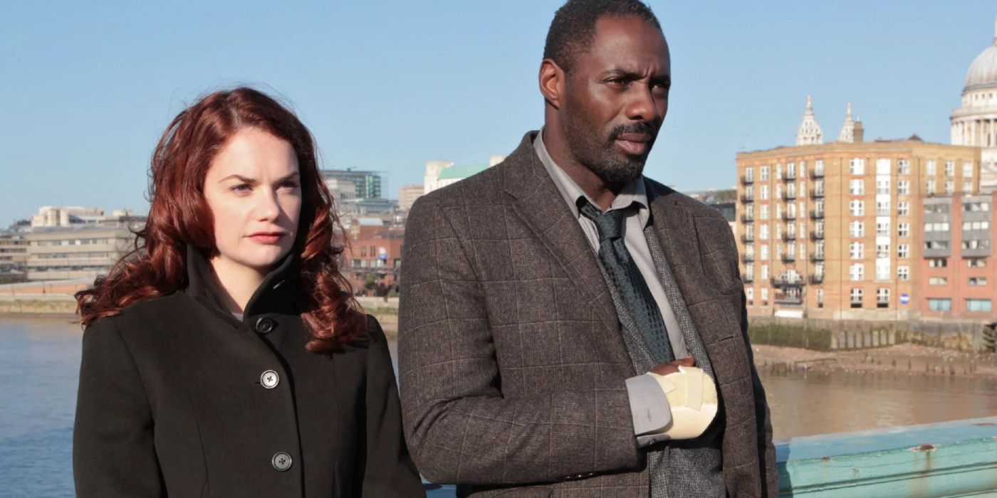 Ruth Wilson's Alice Morgan stands by the Thames with Idris Elba's John Luther.