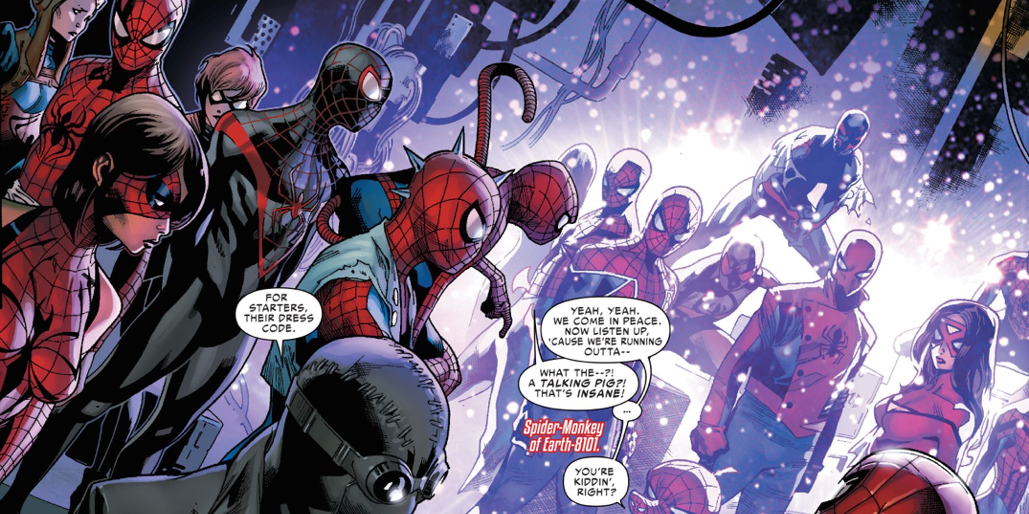 An army of Spider-People together in Marvel Comics' Spider-Verse