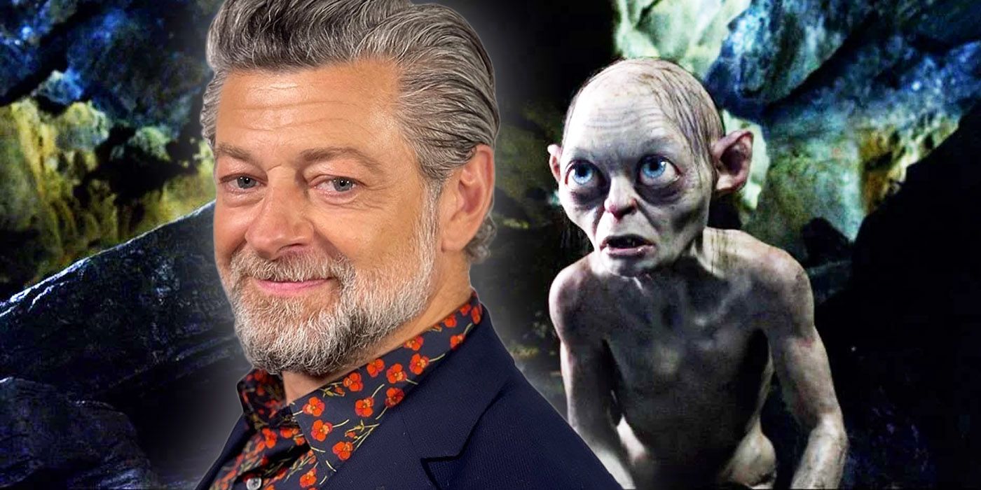 Andy Serkis pictured in front of his Gollum in The Hobbit: An Unexpected Journey.