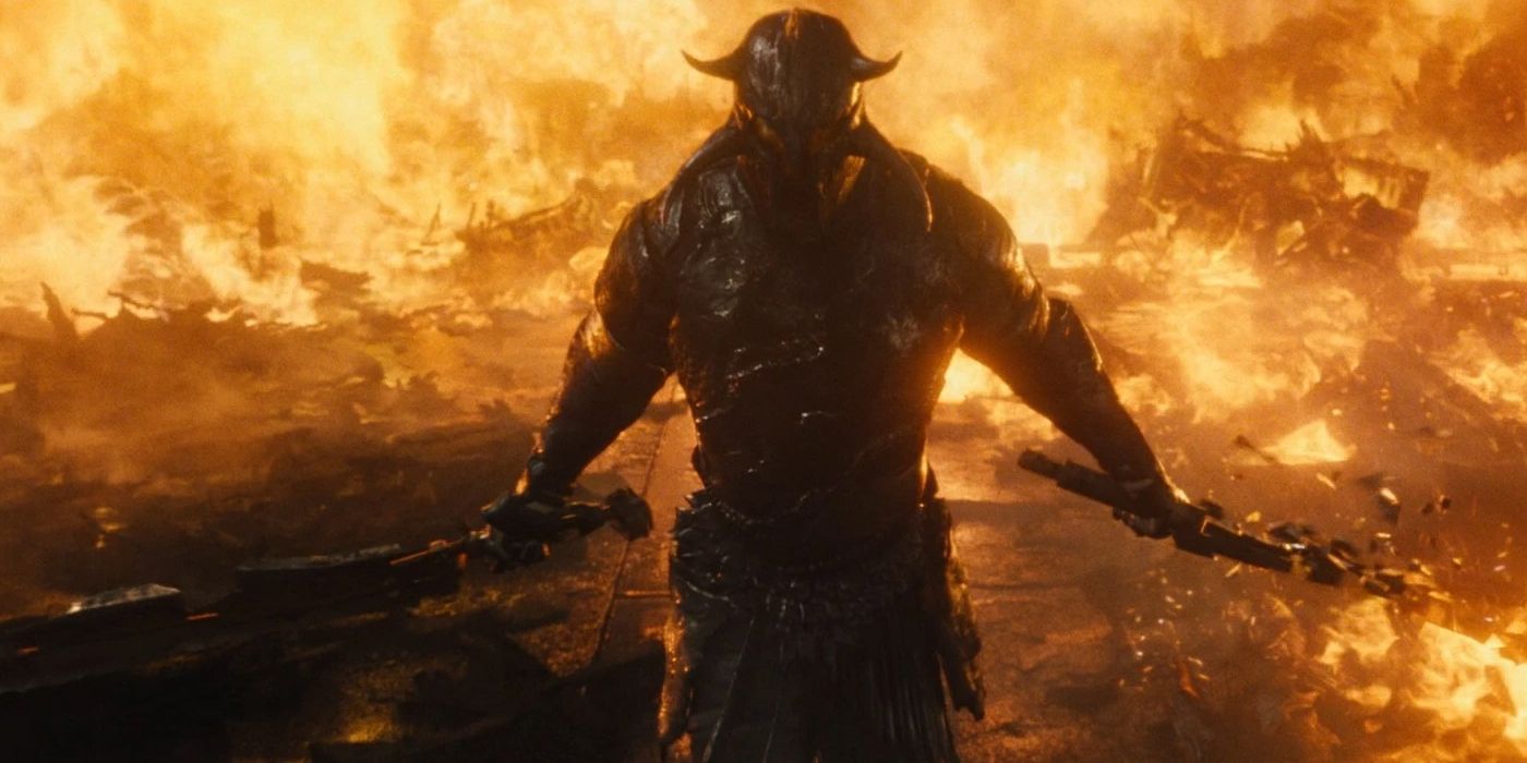 Ares surrounded by fire from the Wonder Woman movie