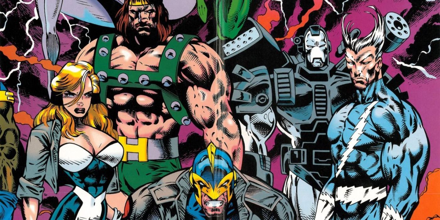 The Avengers in Bloodties, featuring Crystal, Hercules, Black Knight, War Machine, and Quicksilver