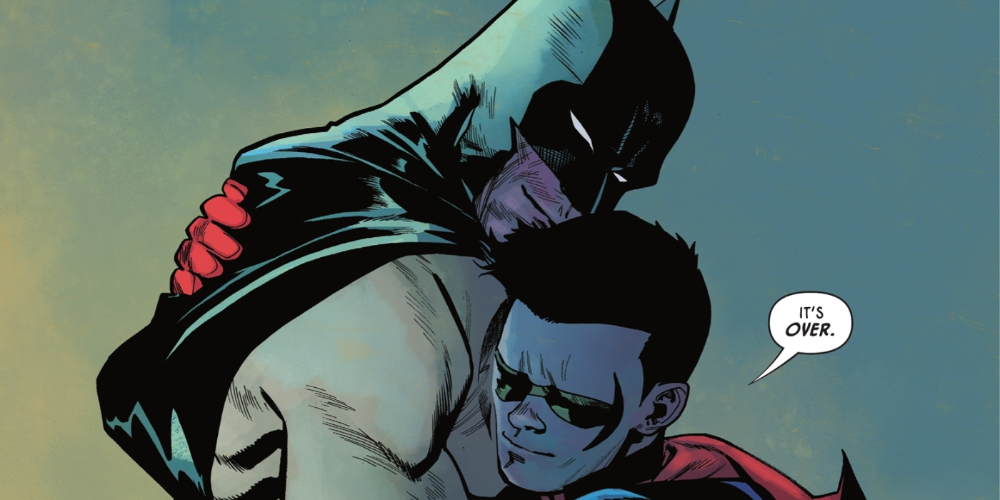 Batman abraçando Robin