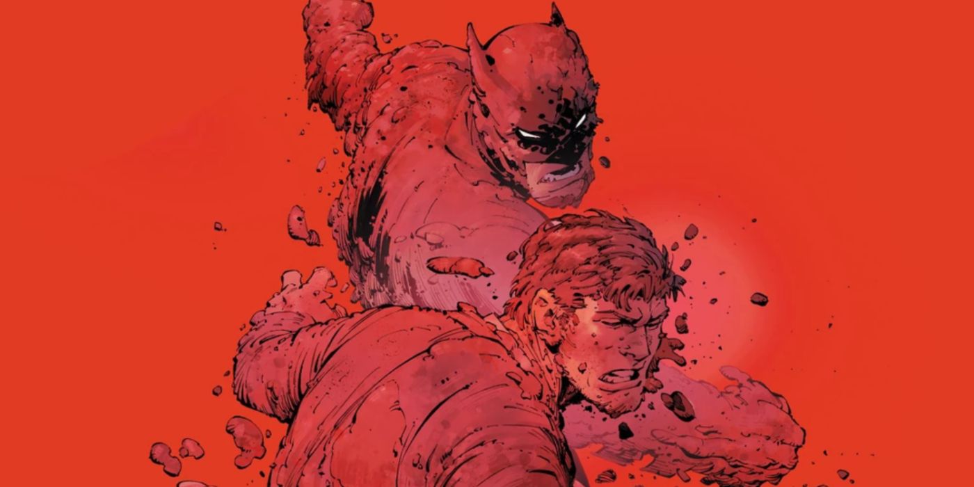 Batman fighting Clayface while the latter's disguised as Bruce Wayne.