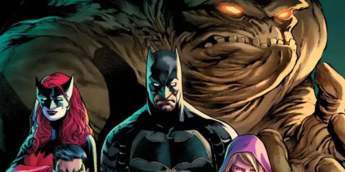 Batman with Clayface and the other members of the Gotham Knights.
