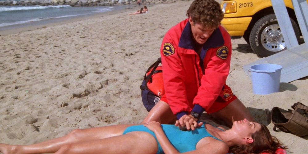 A character performs CPR in Baywatch