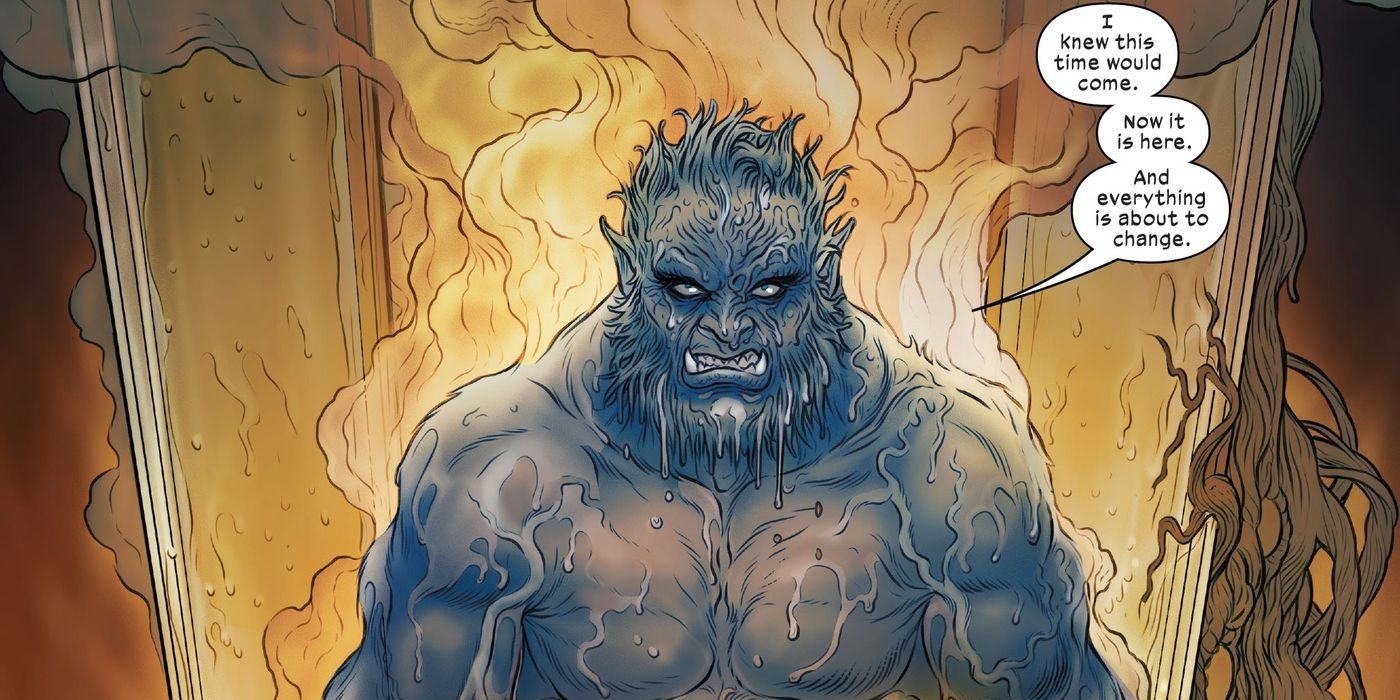 Beast stepping out his resurrection tube from Marvel Comics' Wolverine #30