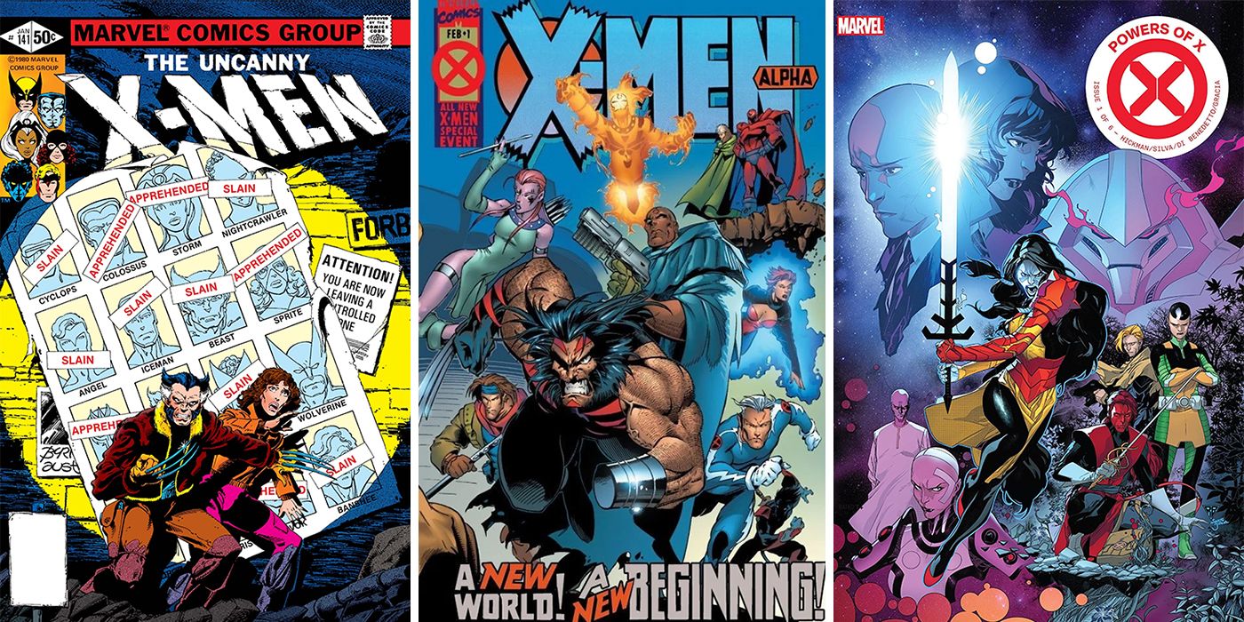 Covers from Days of Future Past, Age of Apocalypse, and Powers of X