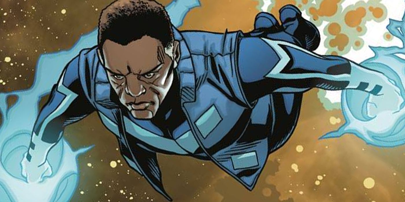 Blue Marvel is flying through space in Marvel Comics