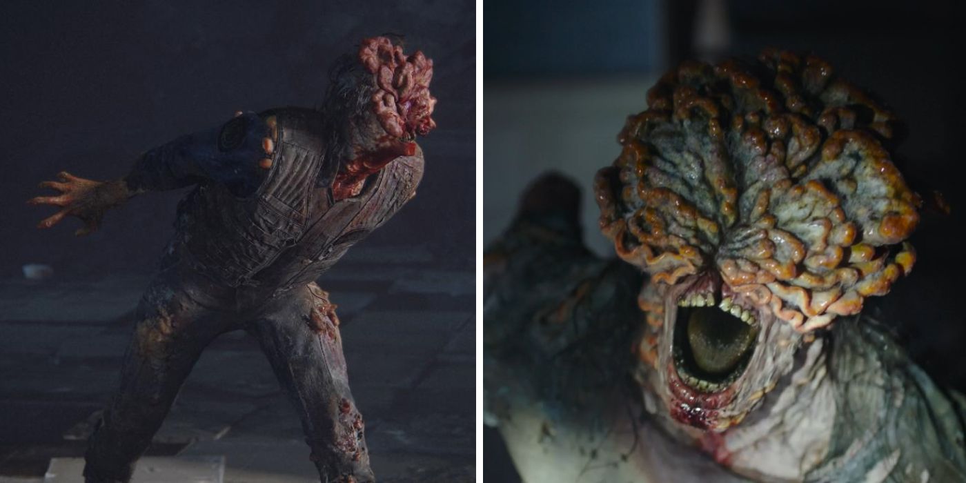 A Clicker shrieks in The Last of Us Part I and in episode two of HBO's The Last of Us