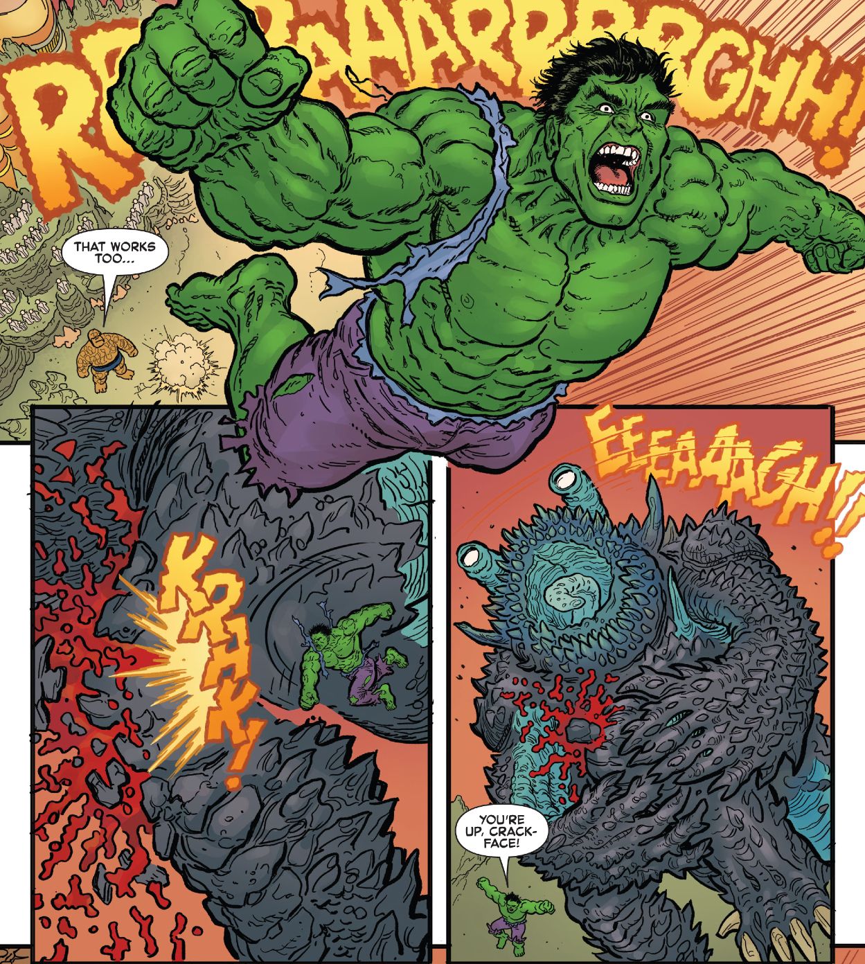 Hulk fights a kaiju in Clobberin' Time #1 