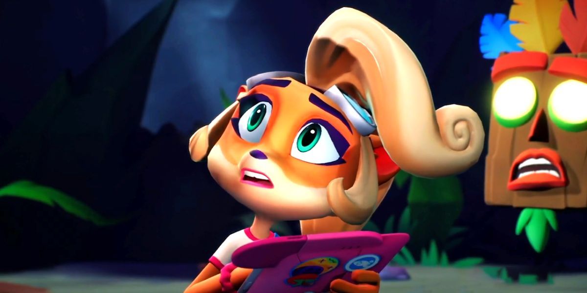 Coco Bandicoot e Aku Aku em Crash Bandicoot 4 Já era hora.