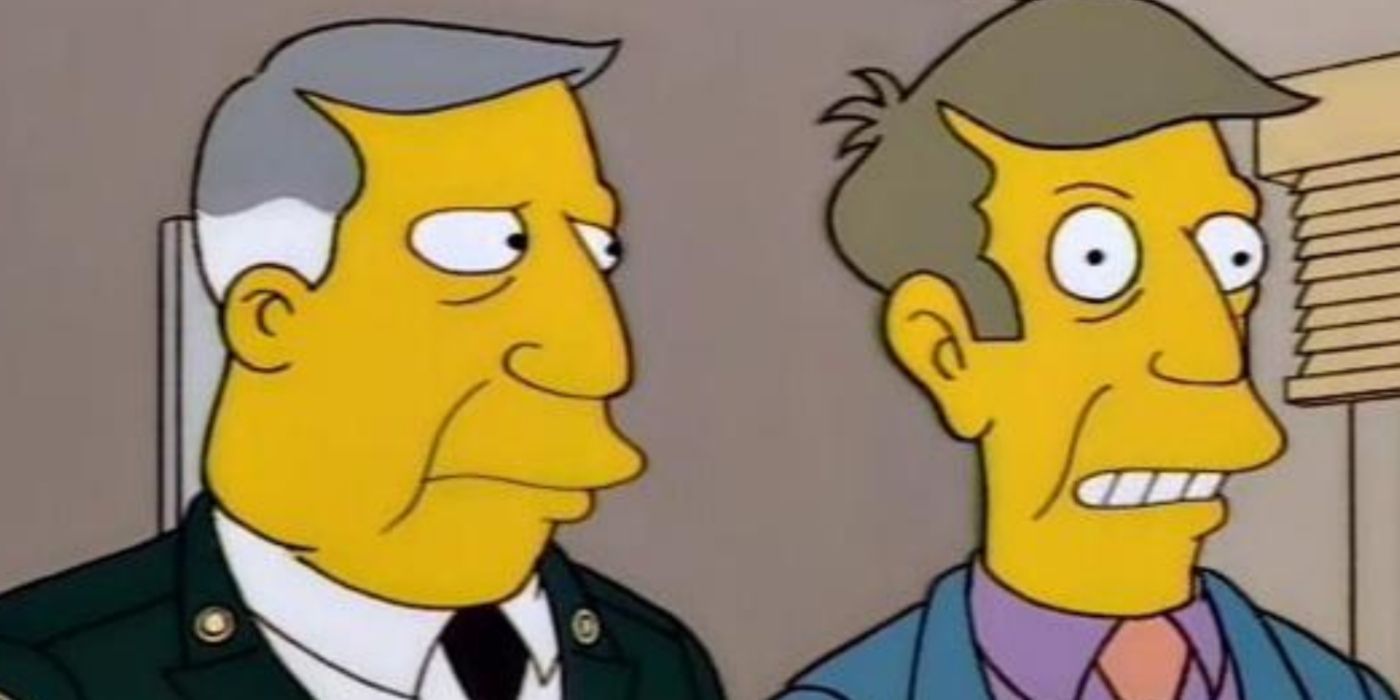 Real Seymour Skinner stands next to fake Seymour Skinner in The Simpsons