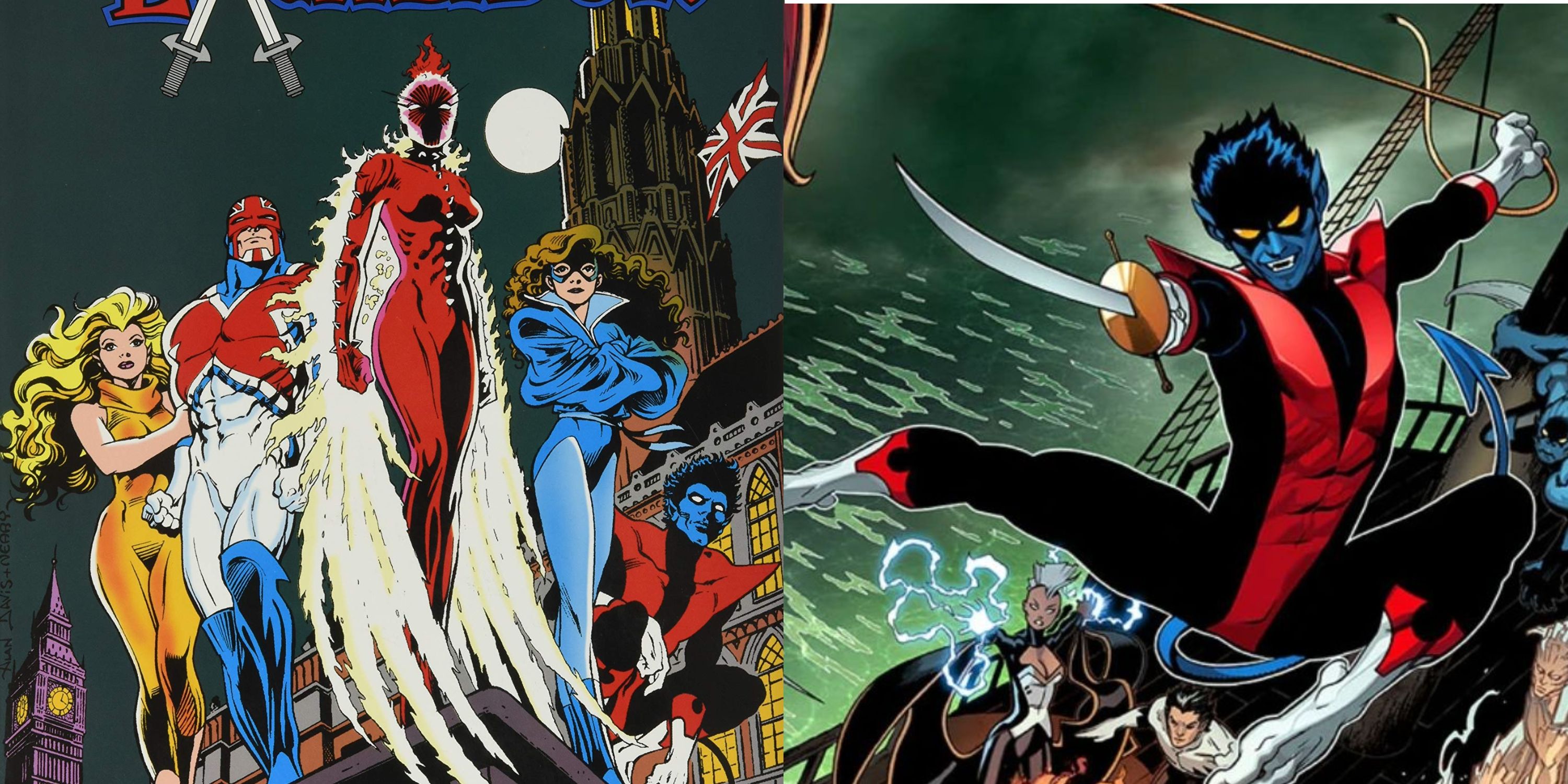 Excalibur #1 cover by Alan Davis and Nightcrawler by Ed McGuinness in Amazing X-Men (right)