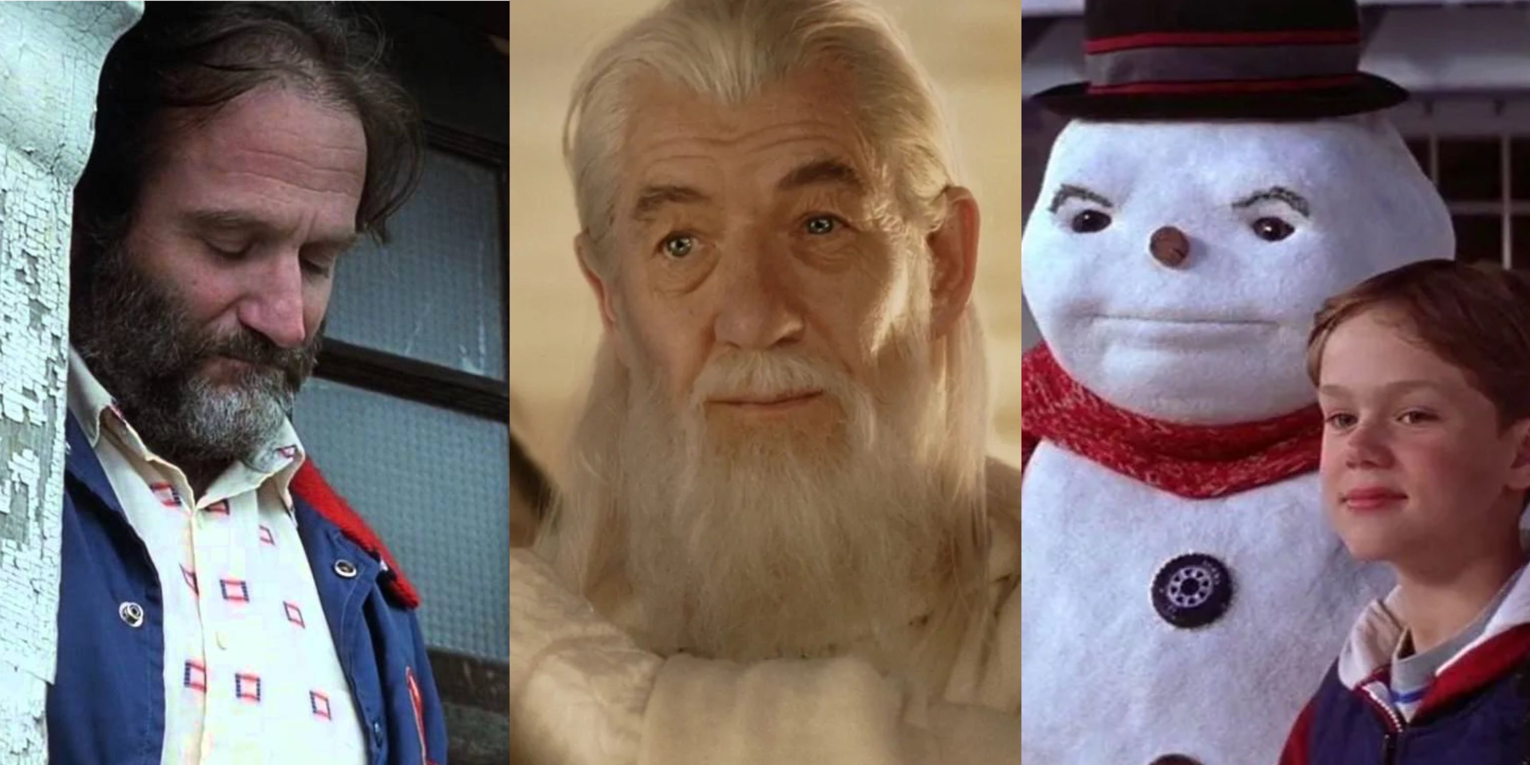 Split image Robin Williams Good Will Hunting, Gandalf, Charlie and Jack Frost