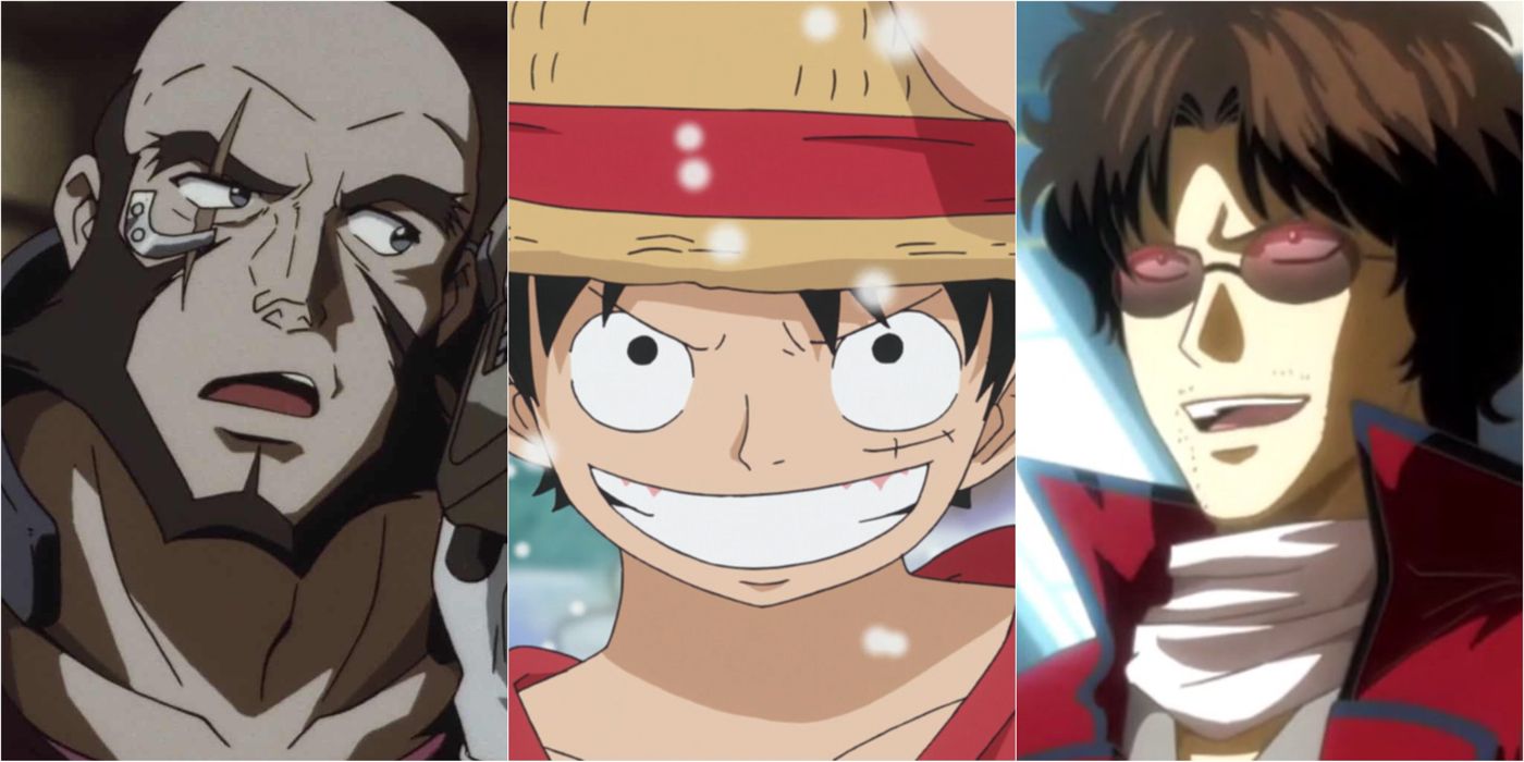 Jet Black from Cowboy Bebop, Sakamoto Tatsuma from Gintama, and Monkey D. Luffy from One Piece.