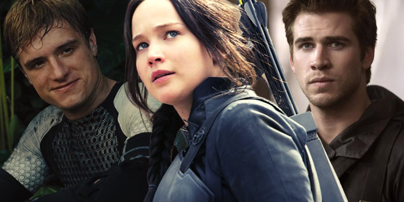 Collage of Peeta, Katniss, and Gale in The Hunger Games