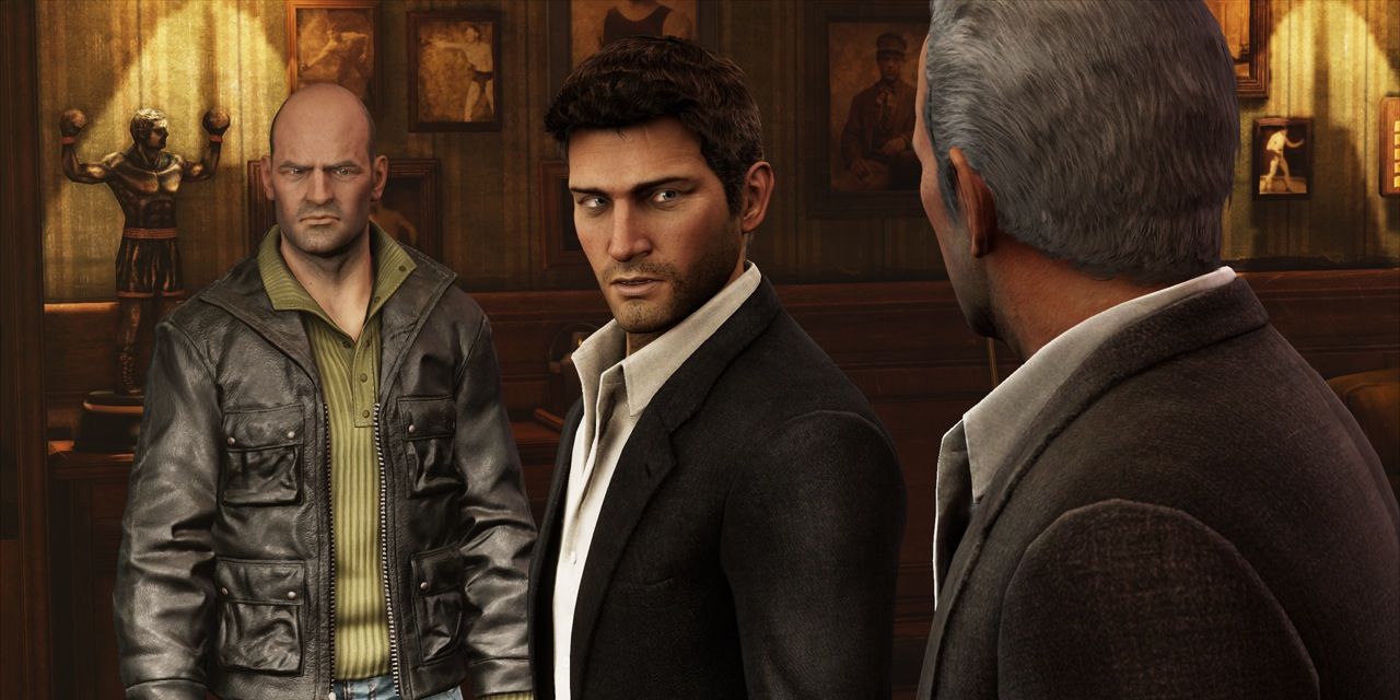 Cutter, Nathan Drake e Sully tentam fazer um acordo em Uncharted 3: Drake's Deception