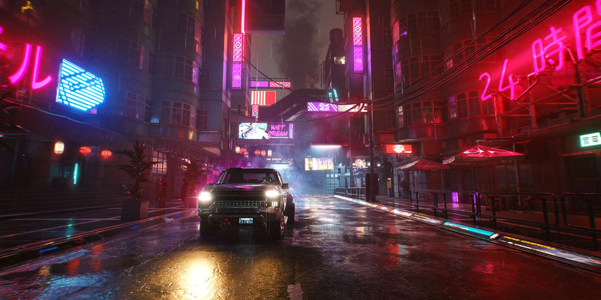 Cyberpunk 2077 carro dirigindo nas ruas