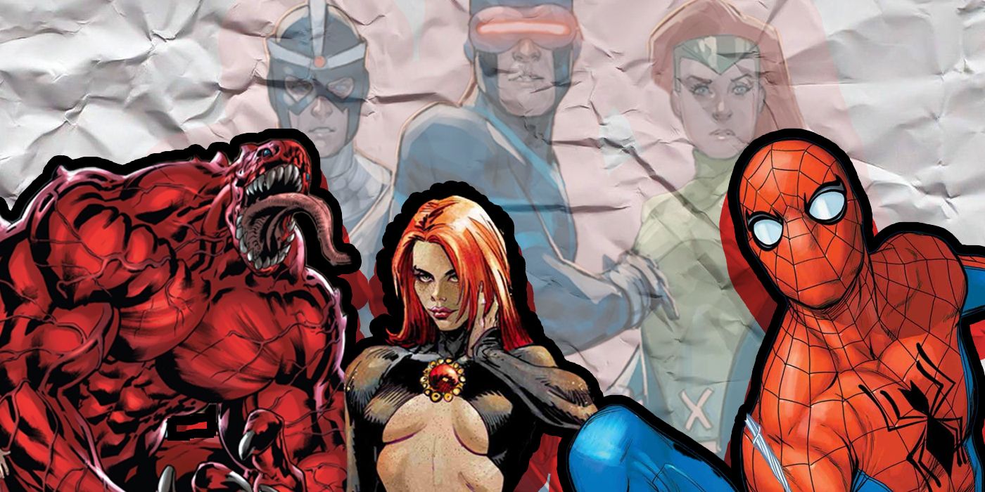 Madelyne Pryor, Eddie Brock, X-Men and Spider-Man from Dark Web