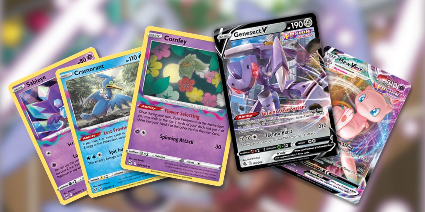 Pokémon TCG cards from the popular Lost Zone Box and Mew VMAX deck archetypes
