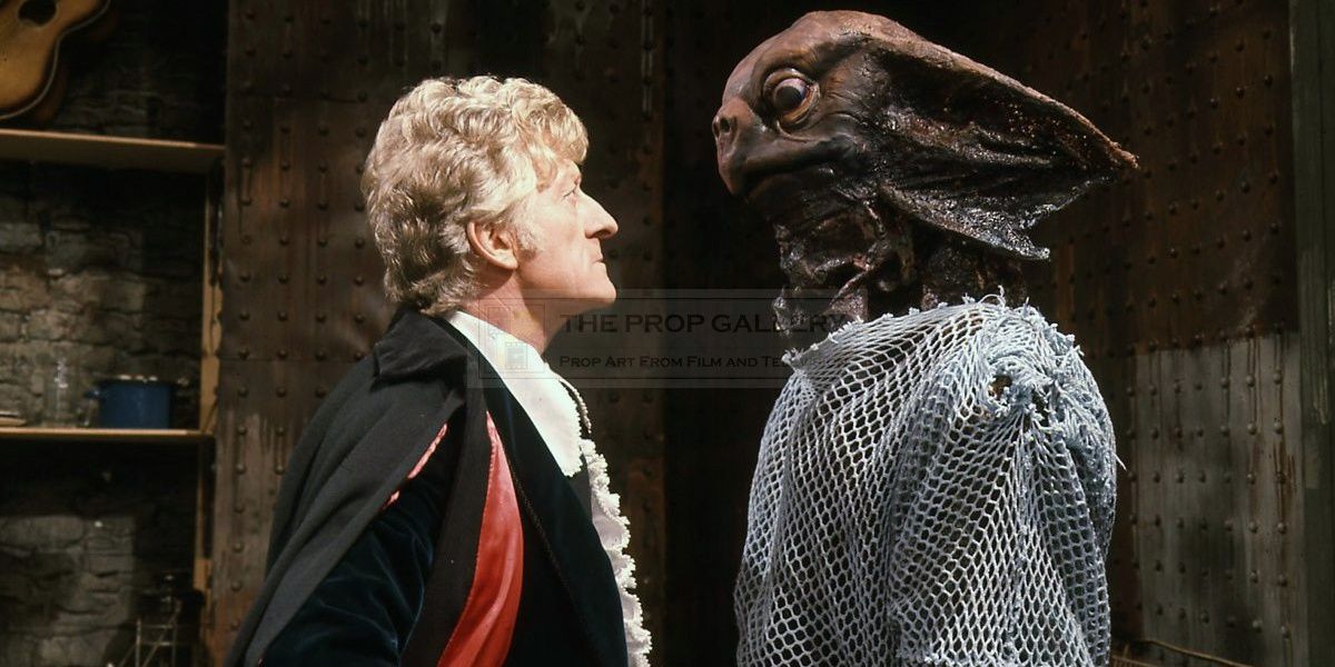 The Third Doctor stares down a Sea Devil.