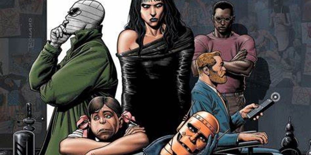 Grant Morrison's Doom Patrol showing the whole team standing together
