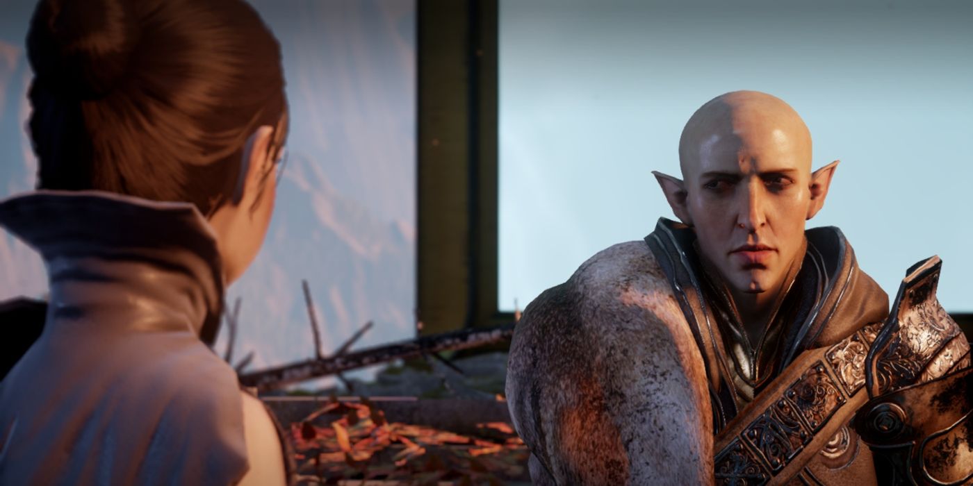 The Inquisitor talking to Solas in Dragon Age: Inquisition's Trespasser DLC.