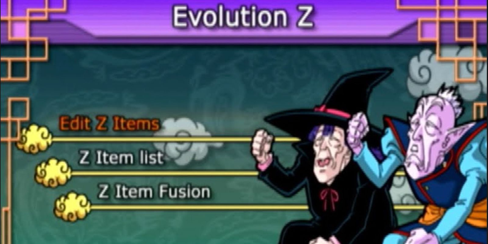 Old Kai na tela do menu para Evolution Z Mode em Dragon Ball Z: Budokai