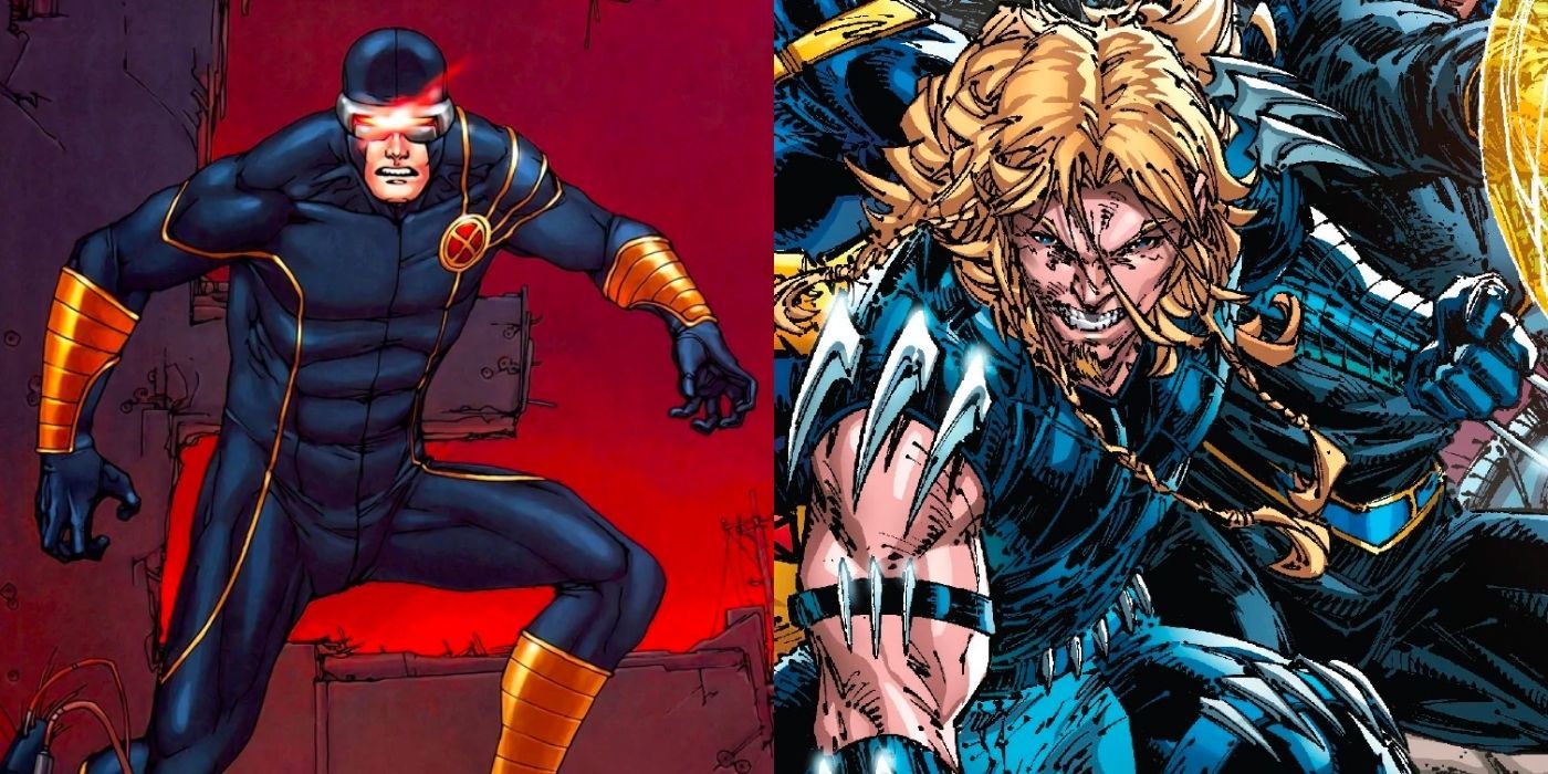 Cyclops and Adam X in a split image
