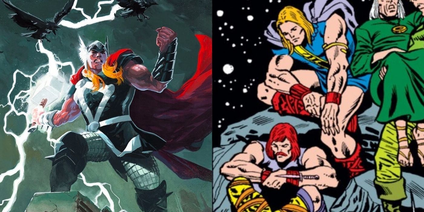 Thor, Modi, and Magni in a split image