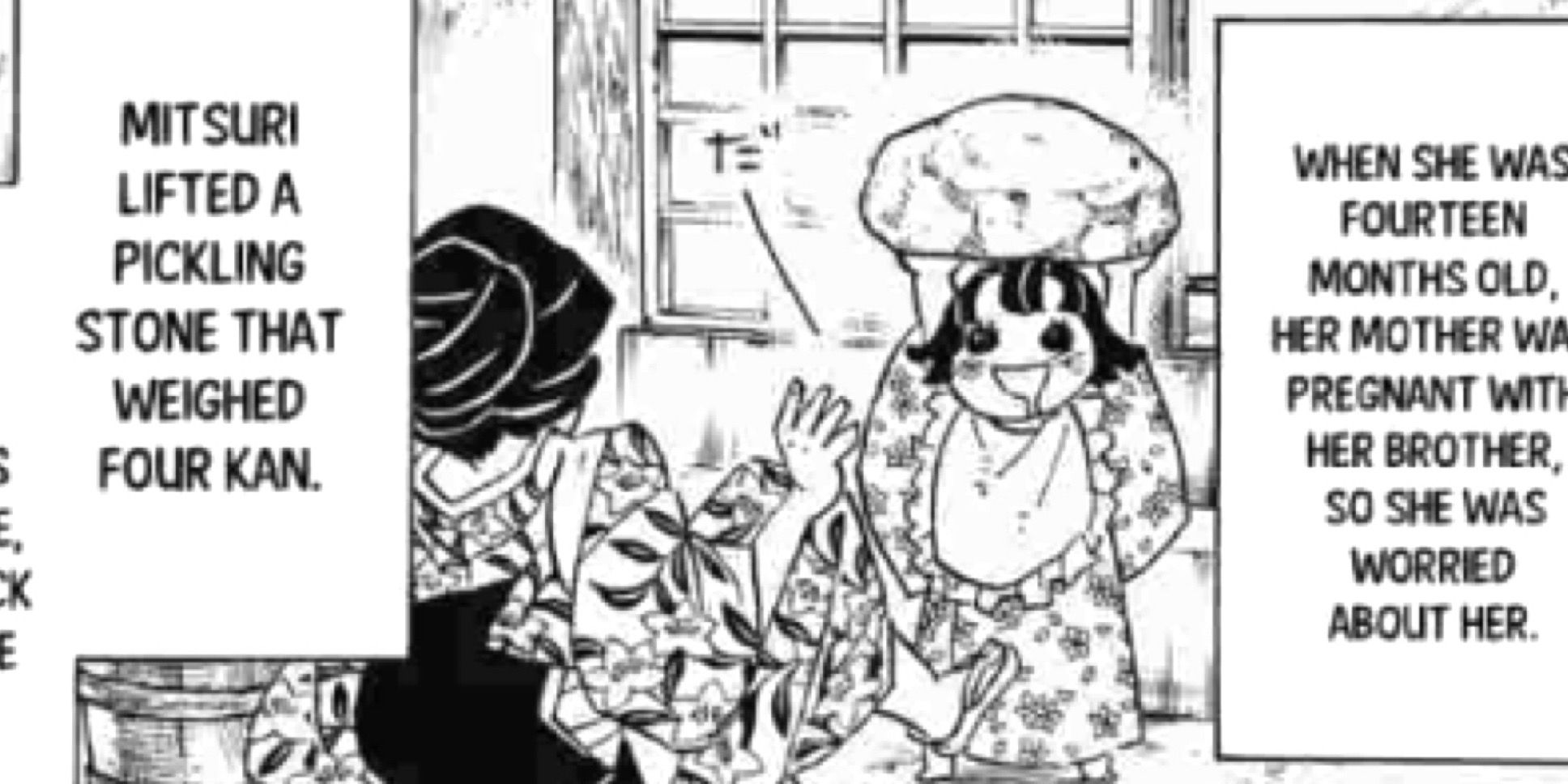 Kanroji lifting a rock as a baby in demon slayer manga