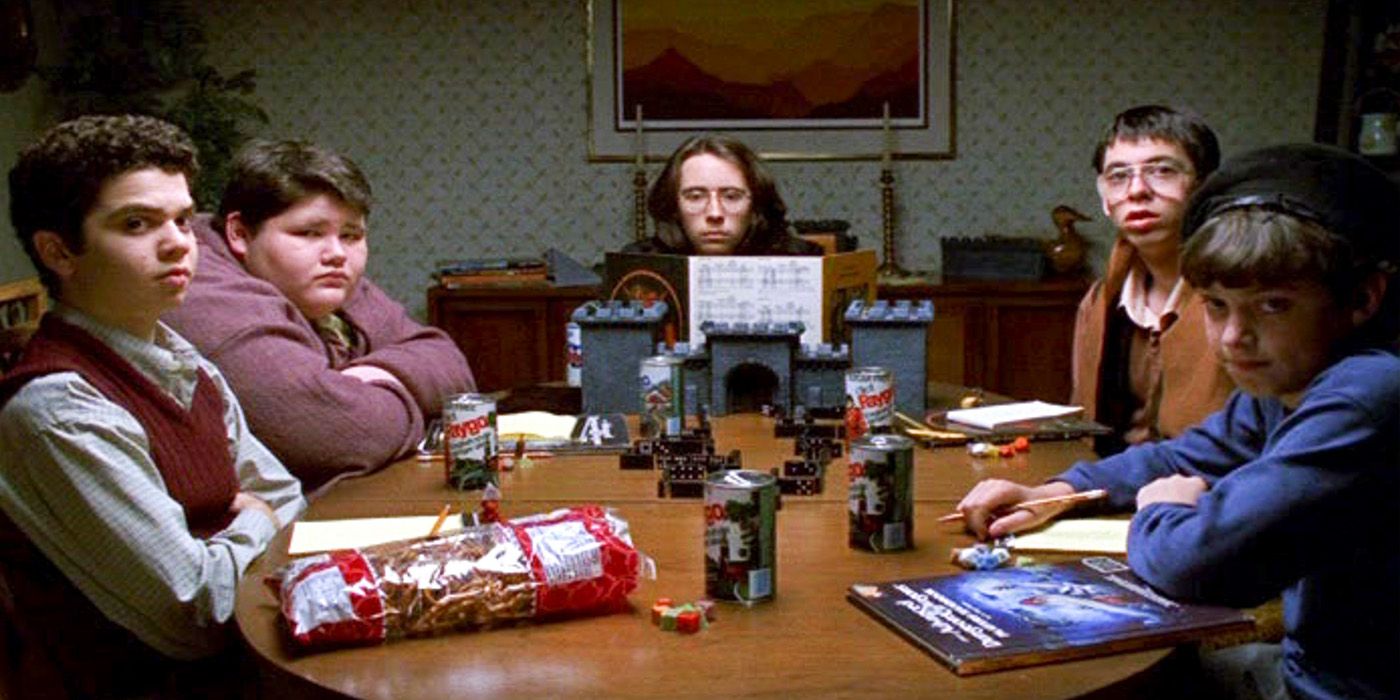 The cast of Freaks and Geeks play Dungeons & Dragons on a dining room table