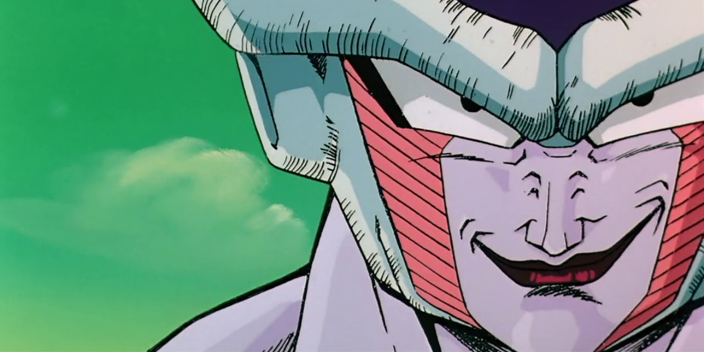 Frieza grinning in his Second Form in Dragon Ball Z