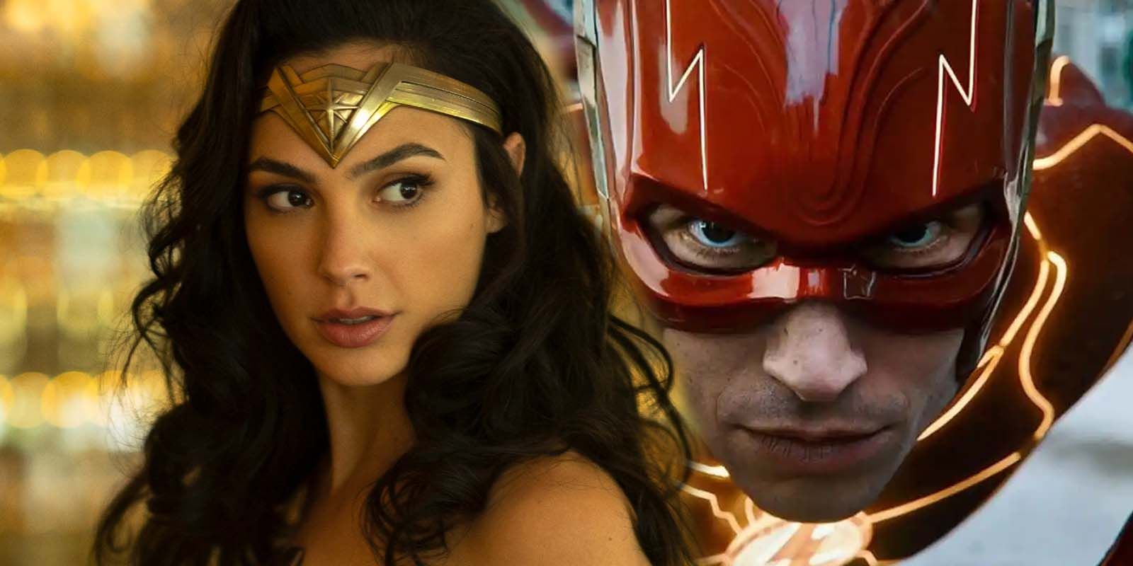 Spit image of Gal Gadot's Wonder Woman juxtaposed with Ezra Miller's The Flash