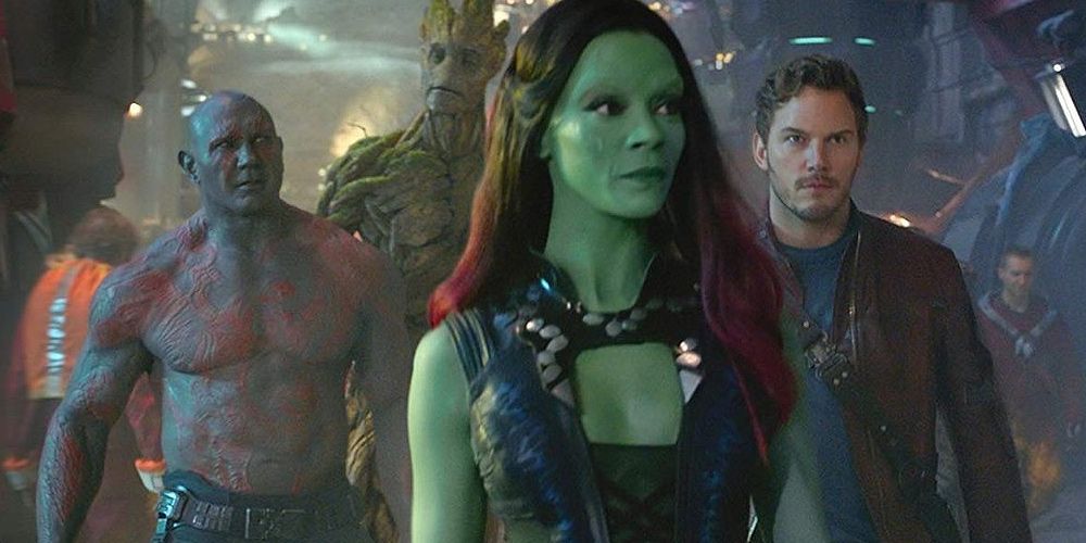 Gamora shows the way in Knowhere in Guardians of the Galaxy.