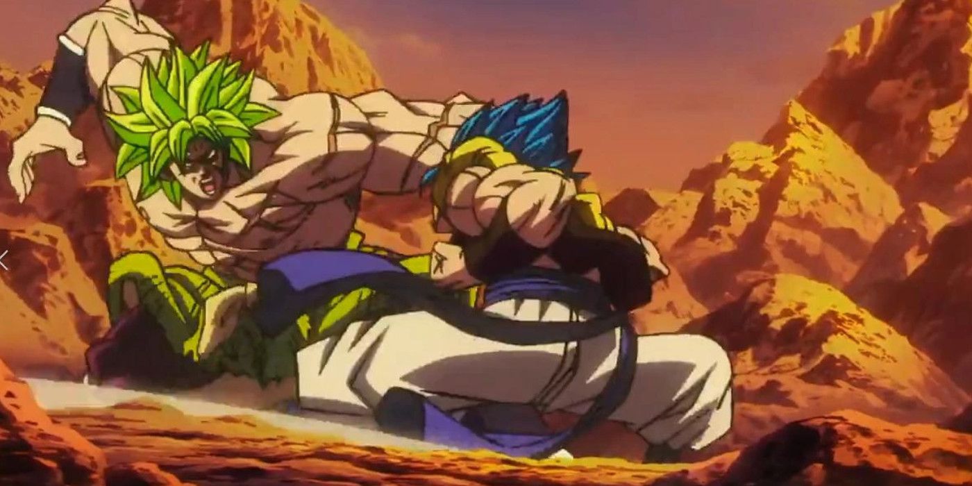 Gogeta Blue fights Broly in Dragon Ball Super: Broly
