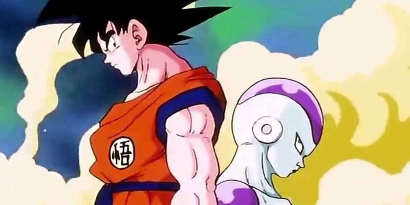 Goku and Frieza facing off in Dragon Ball Z