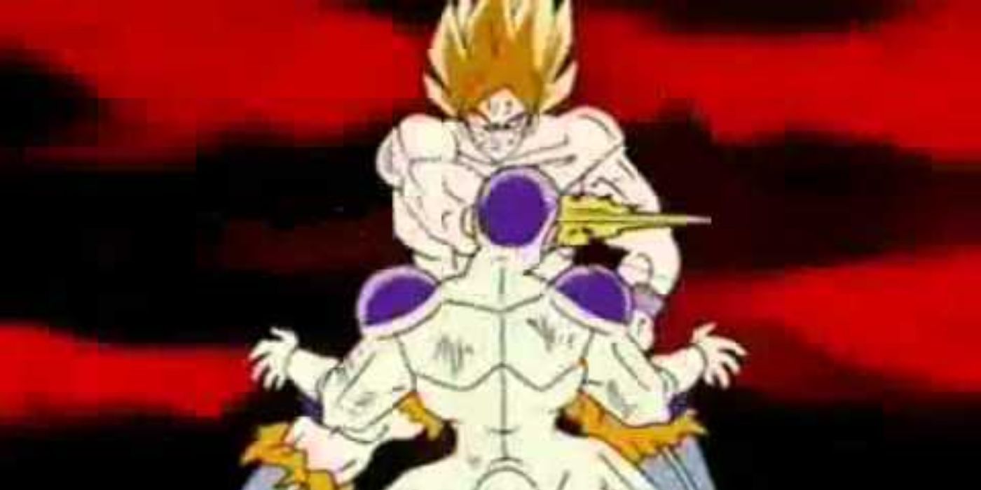 Goku slapping Frieza in Dragon Ball Z.