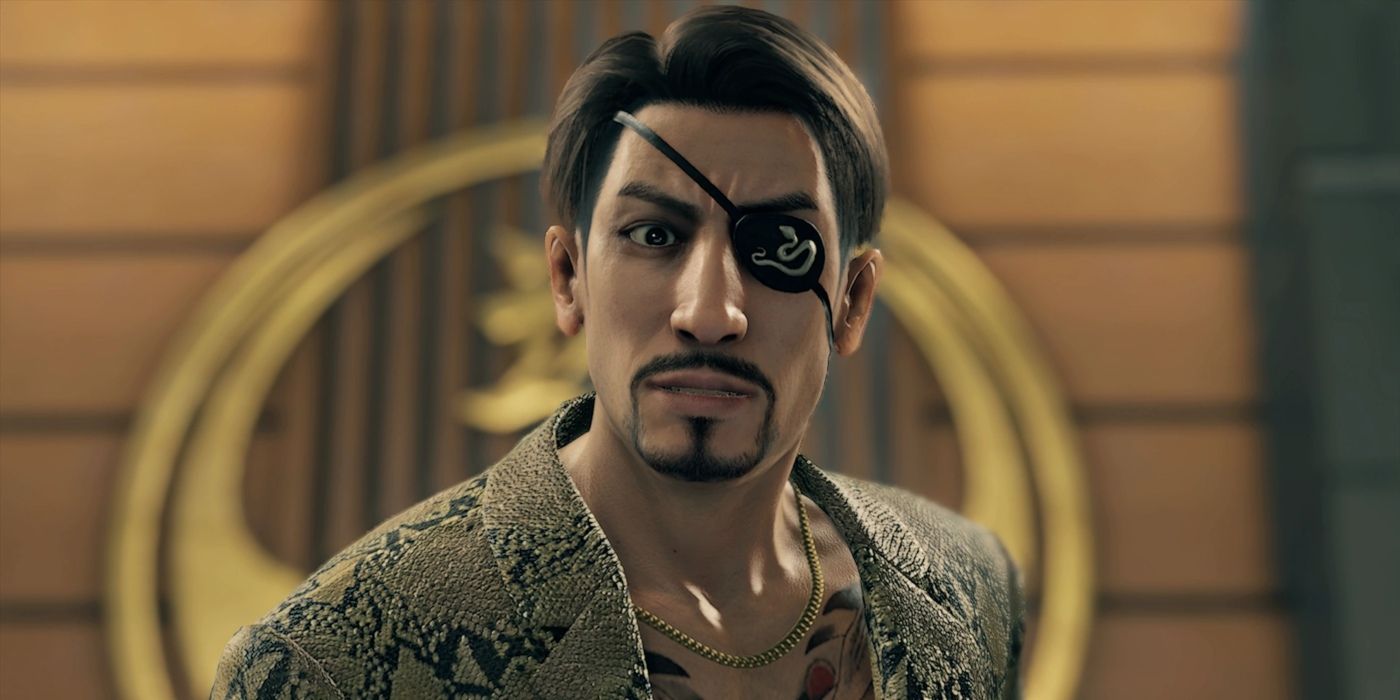 Goro Majima desafiando Kazuma Kiryu para uma luta em Yakuza Kiwami.