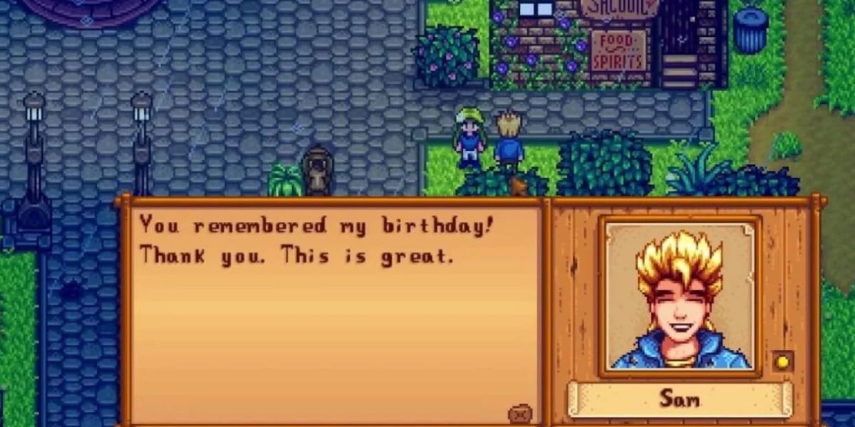 Jogador dá um grande presente a Sam em Stardew Valley