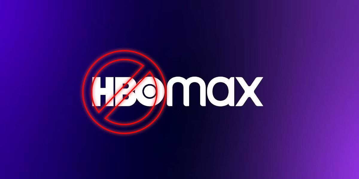 HBO Max logo with a red circle and line over HBO