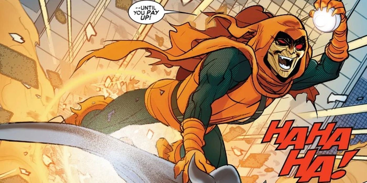 Hobgoblin flies through the city in Marvel Comics
