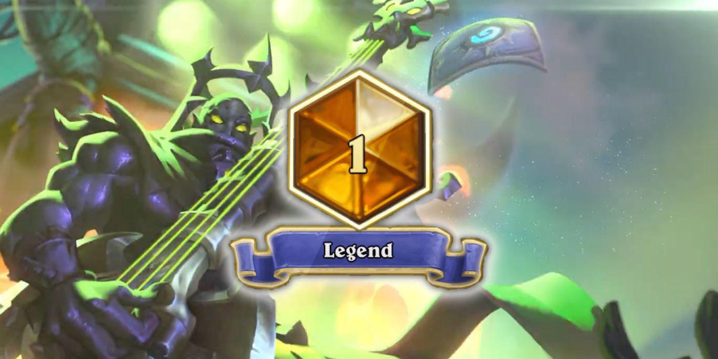 A Legend rank badge over artwork from Hearthstone