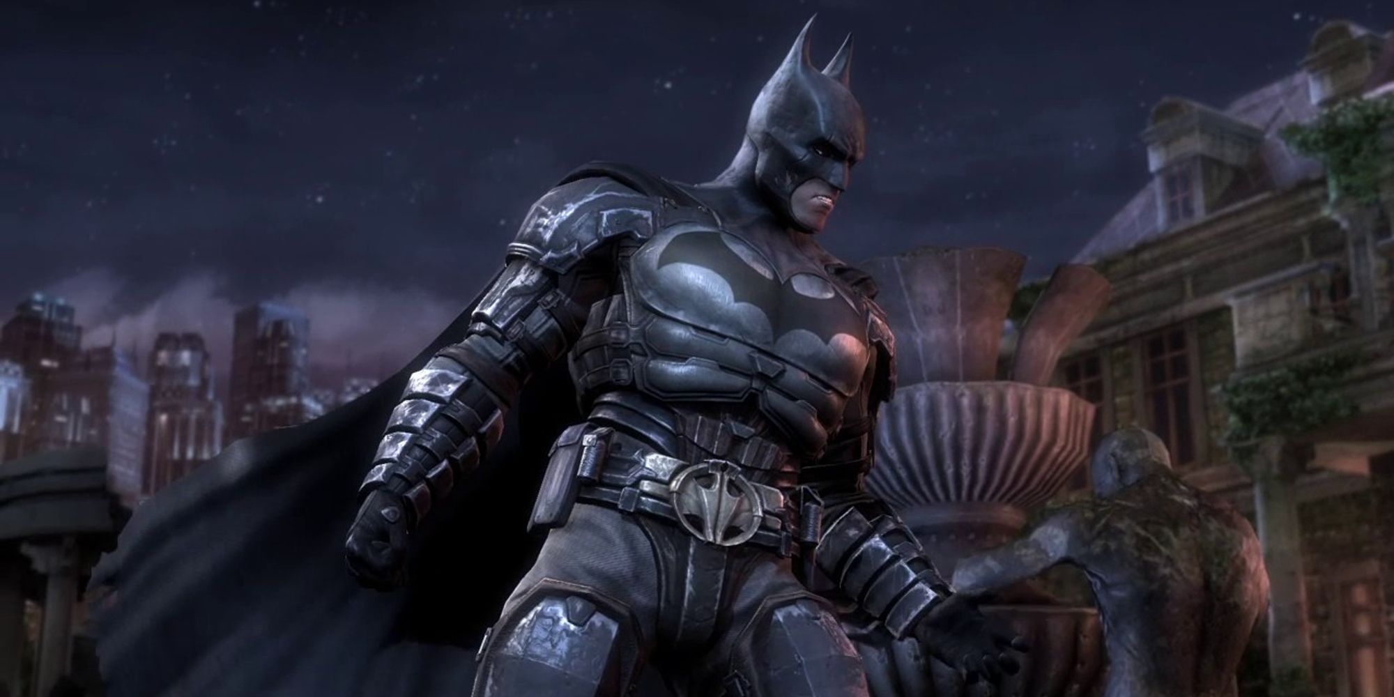 Insurgency Batman standing outside Wayne Manor in Injustice Gods Among Us