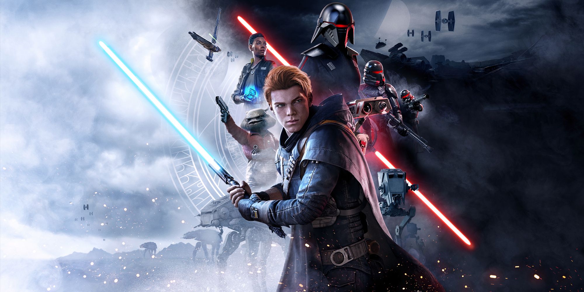 Star Wars Jedi: Fallen Order key art showing Cal and other major characters