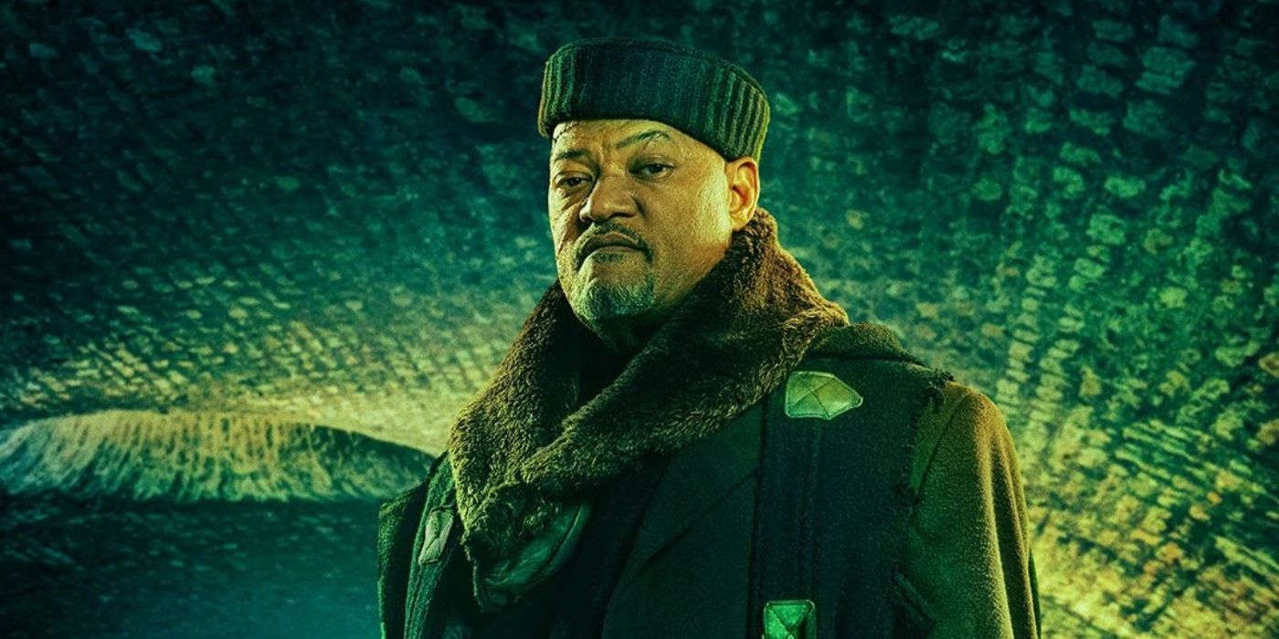 Laurence Fishburne as the Bowery King in John Wick Chapter 4 looking directly at the viewer.
