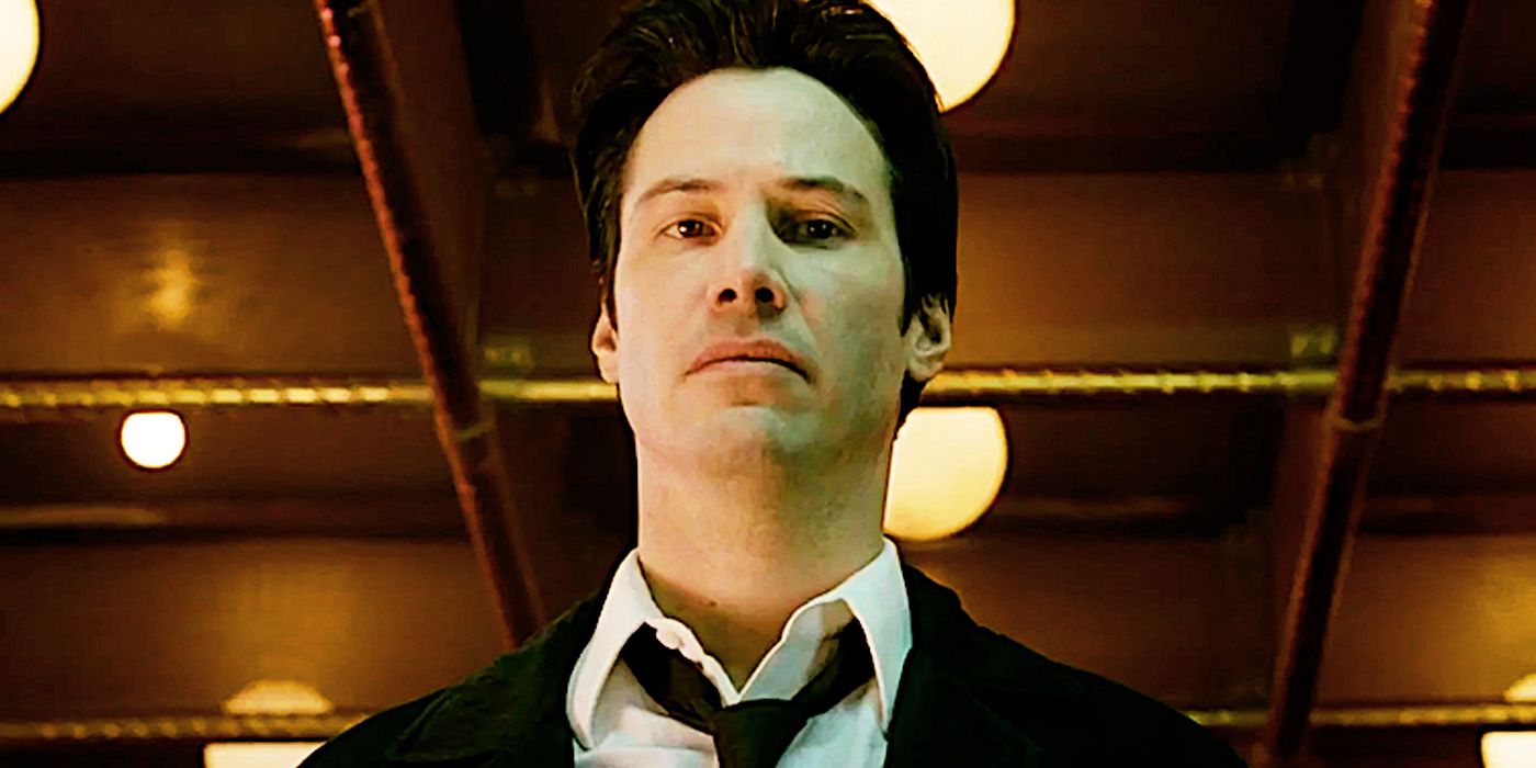Keanu Reeves makes a serious face as John Constantine in Constantine.