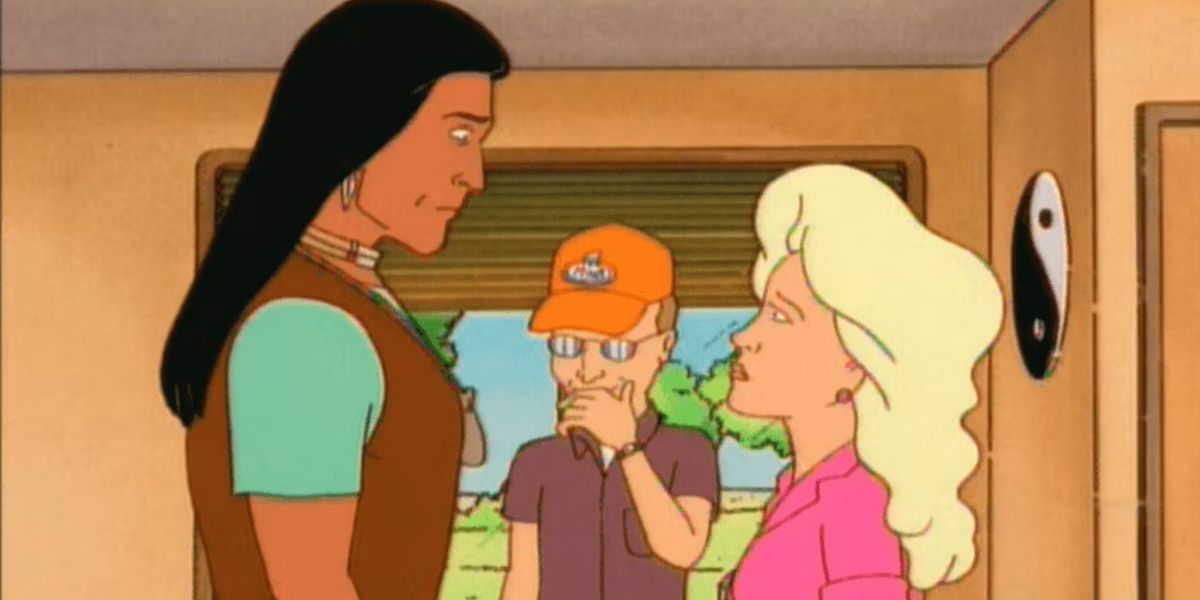 King of the Hill's Dale stands between John Redcorn and Nancy